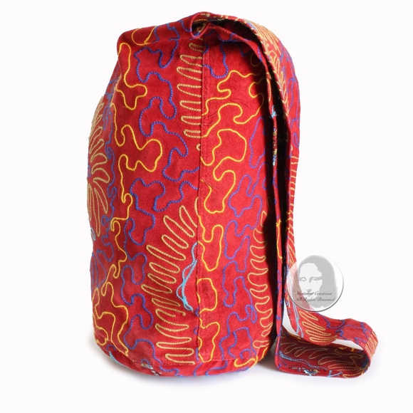 OMO Norma Kamali Bag Giant Feedbag Crossbody Extra Large Suede Embroidery Rare - Picture 7 of 15